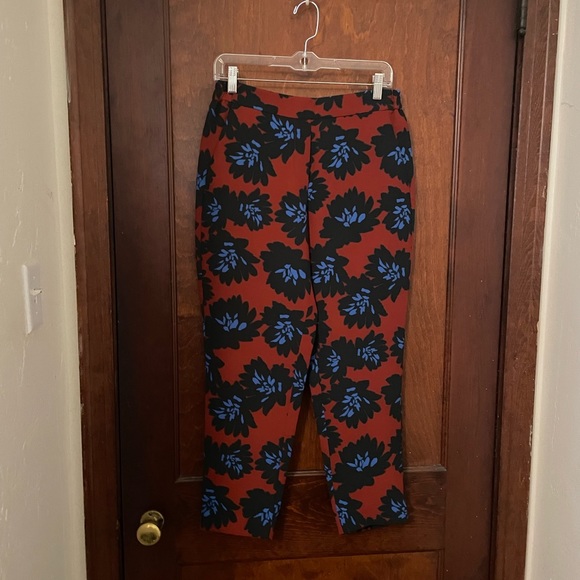 J. Crew Firework Floral Print Elastic Waist Ankle Crop Pants Size 10 - Picture 2 of 6